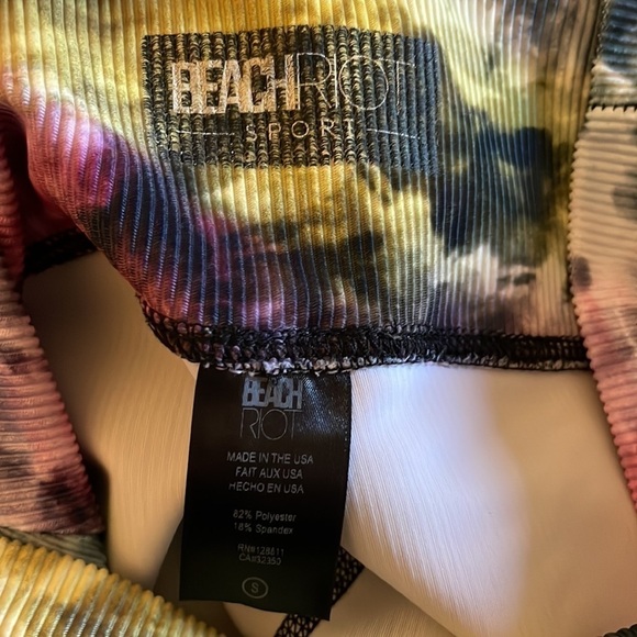 Beach Riot Ayla Ribbed High Rise Leggings in Rainbow Sunburst Tie Dye Size Small - Picture 8 of 9